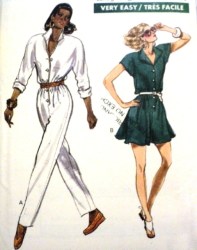 7263 VOGUE TAPER- WIDE LEG COLLAR JUMPSUIT / ROMPER PATTERN 6-16  2 SIZES CHOICE UNCUT